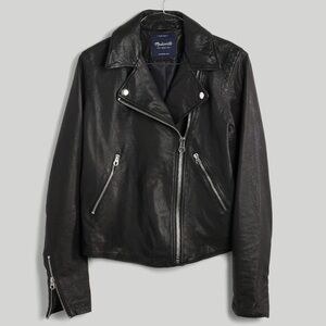 Madewell Black Leather Moto Jacket, size M